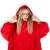Springos oversized blanket hoodie, red with white fur inside, front view