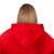 Springos oversized blanket hoodie, red with white fur inside, back view