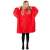 Springos oversized blanket hoodie, red with white fur inside, front view