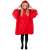 Springos oversized blanket hoodie, red with white fur inside, front view
