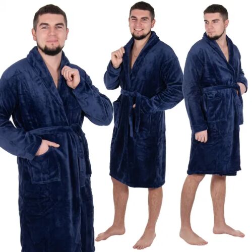 Kollázs a Springos sötétkék plüss köntösről modellen