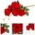 Springos artificial red rose bouquet, 6 roses, with close-up images of the roses and leaves
