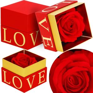 Springos örök rózsa piros díszdobozban LOVE felirattal - Ajándék ötlet Valentin-napra