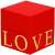 Piros doboz LOVE felirattal, romantikus ajándék ötlet