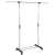 Springos telescopic clothes rack with wheels, silver and black, front view