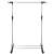 Springos telescopic clothes rack with wheels, silver and black, front view