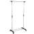 Springos telescopic clothes rack with wheels, silver and black, front view