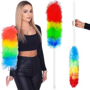 Perie de praf Springos cu mâner telescopic, curcubeu, perfect pentru curățarea zonelor greu accesibile - Springos