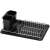 Springos dish drying rack with black tray and cutlery holder, angled view