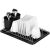 Springos black dish drying rack with drip tray and cutlery holder