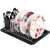 Springos dish drying rack with black tray and cutlery holder, angled view with plates and cups