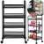 Springos 4-tier rolling storage cart with metal wire baskets, black, used in bedroom