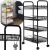 Springos black metal rolling storage cart with 4 shelves and hooks
