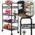 Springos storage rack with 4 shelves, black metal, with wheels, used in a bedroom setting