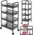 Springos storage rack with 4 shelves, black metal, with wheels, used in a bedroom setting