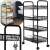 Springos storage rack with 4 shelves, black metal, with wheels, used in a bedroom setting