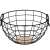 Black metal wire fruit basket with wooden base and handles