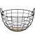 Black metal wire fruit basket with wooden base and handles