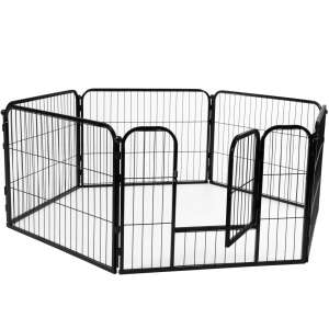 Springos black metal dog playpen, octagonal configuration - Springos