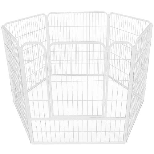 Železný koterec pre domáce zvieratá, konfigurovateľný tvar, s prístupovými dvierkami, 4XL, 184x100x93cm, biela