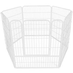 Springos white foldable dog playpen, octagonal shape, metal frame - Bird Care