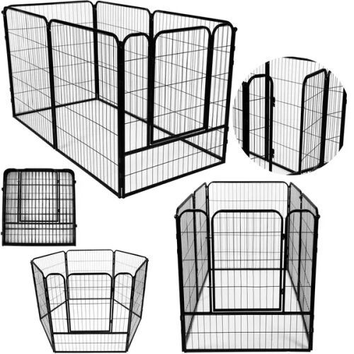 Țarc pentru animale de companie Springos din metal negru, forme configurabile