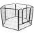 Springos gard de joacă pentru câini din metal negru, formă octogonală, 6 panouri, 1 ușă