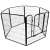 Springos schwarzer Metall-Hunde-Laufstall, achteckige Form, 6 Paneele, 1 Tür