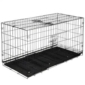Springos Black Foldable Dog Kennel 130x60x70cm - Springos