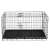 Springos foldable dog cage kennel 130 x 60 x 70 cm, black metal cage with plastic tray, front view