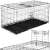 Springos foldable dog cage kennel 130 x 60 x 70 cm, black metal cage with plastic tray, side view