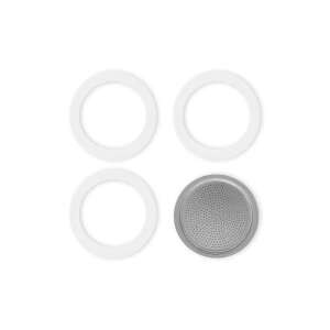 Moka Express 6 cup coffee maker replacement parts, including 3 gaskets and 1 filter - Coffee Maker Accessory