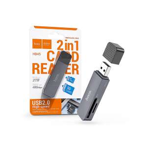 Czytnik kart SD i Micro SD Hoco HB45 2 w 1 z złączem USB-A 2.0, obsługuje karty pamięci do 2 TB, szybki transfer danych - Zewnętrzny czytnik kart