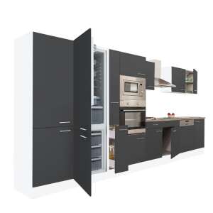 Yorki 430 Konyhabútor szett hűtővel, Antracit és Fehér - Leziter