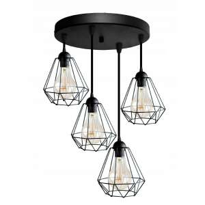 Glimex Diamond Függőlámpa - 4x E27 - Fekete