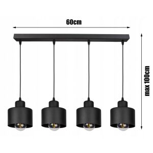 Glimex Lavor 4-Karos Függőlámpa - Fekete - Állítható Magasság