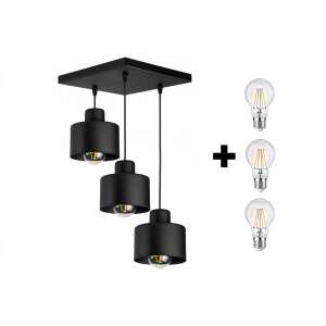 Glimex Lavor 3-Karos Függőlámpa - Fekete - E27