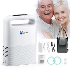 Varon portable oxygen concentrator, 93% oxygen concentration, 5L flow rate, 2kg weight, 3-4 hours of use - Humidifier, Oxygen concentrator, Foot Massager and Electric Blanket Warmer
