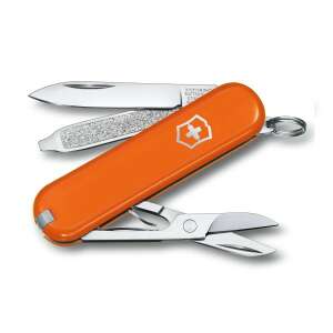 Victorinox Swiss Army Classic SD zsebkés, Mango Tango, narancssárga, kulcstartóval, kis kés, csavarhúzó, csipesz, olló, körömreszelő, fogvájó - Victorinox
