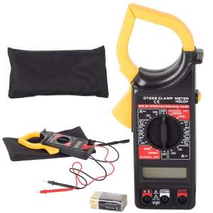 Digital clamp meter multimeter with LCD display, DT-268, with accessories, including carrying case, test leads, and batteries - Other Measuring Tool