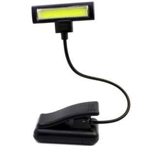 Čierna LED čítacia lampa s klipom, napájaná batériami, flexibilný krk, ideálna pre knihy, tablety a iné - Lampy&osvetlenie