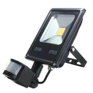 <product_name> 20W IP65 Outdoor Floodlight with Motion Sensor, black, showing the front of the light - Floodlights and Work Lamp