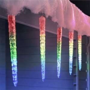 Karácsonyi LED-es jégcsap füzér, 8db 30cm hosszú jégcsappal, olvadó LED effektus - Színes - Nonbrand String Light