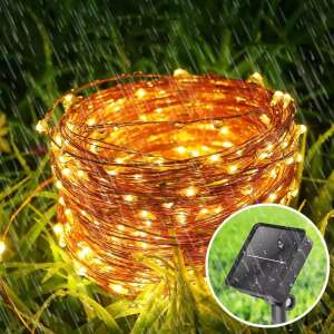 10 meter 100 LED solar powered fairy lights, copper wire, warm white, waterproof, outdoor, garden, patio, decoration - Nonbrand String Light