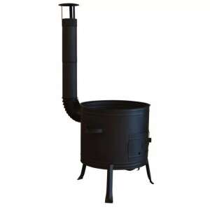 Grill üstház kéménnyel Ø31-45 cm - Ø39 cm, black outdoor cooking stove with chimney, side view - Wine & brandy brewing