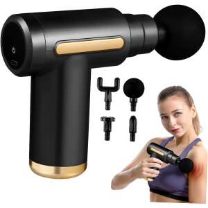JY-511 Rechargeable Massage Gun with 4 Massage Heads, Black, for muscle relaxation and pain relief - Massage gun