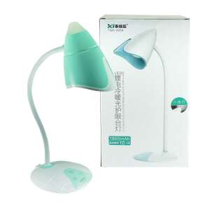 White and blue rechargeable LED desk lamp with touch control, USB charging, 1800mAh battery, 3 brightness levels, flexible arm, perfect for reading, studying, and working - Nonbrand Table Lamp