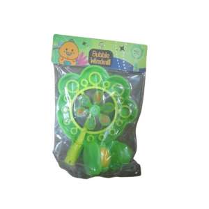 Green bubble windmill toy, makes bubbles when spun, fun for kids - Bubble Blower