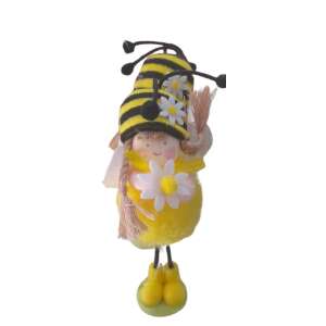 Spring table decoration, bee girl figurine, yellow and black, holding a flower, cute, whimsical, perfect for Easter or spring decor - Easter decoration