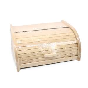 Wooden bread box with a roll-top lid, perfect for storing bread and keeping it fresh - Bread Bin
